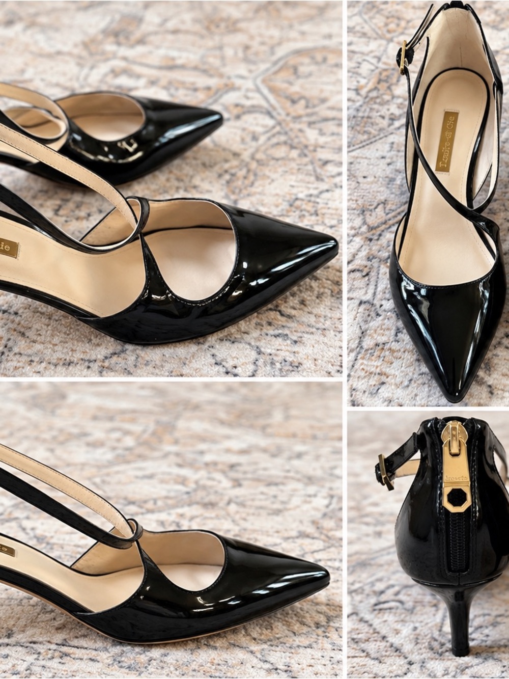 Louise et Cie Black Patent Pointed-Toe Ankle-Strap Pumps - Picture 2 of 4